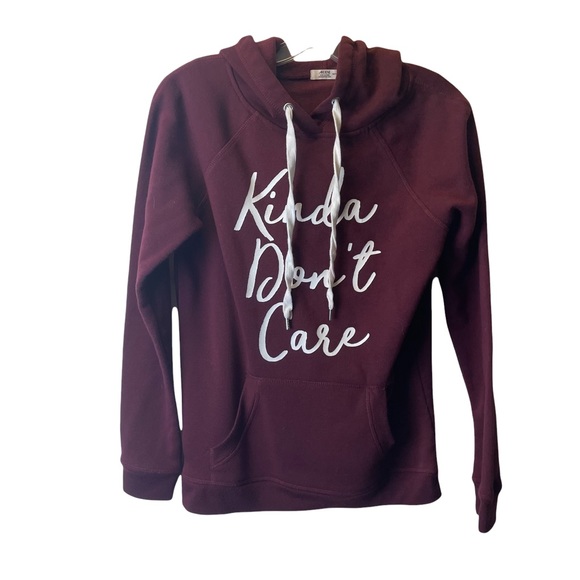 ARDENE kinda don’t care burgundy maroon hoodie XS - Picture 1 of 4